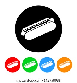 Hot Dog Icon with Four Color Variations