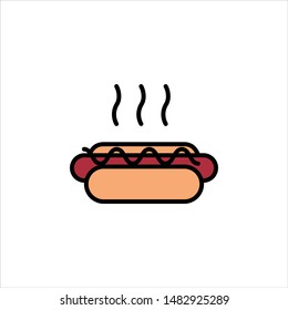 hot dog icon, illustration filled design template