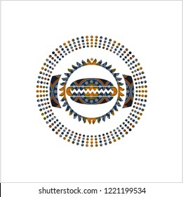 hot dog icon inside arabesque style badge. arabic decoration.