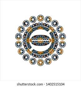 hot dog icon inside arabesque style emblem. arabic decoration.