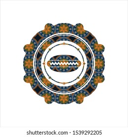 hot dog icon inside arabesque emblem. arabic decoration.