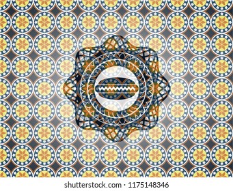 hot dog icon inside arabic emblem. Arabesque decoration.