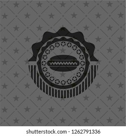 hot dog icon inside black emblem