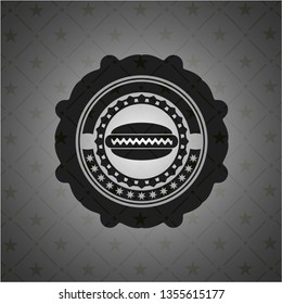 hot dog icon inside black emblem. Vintage.