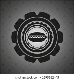 hot dog icon inside black emblem
