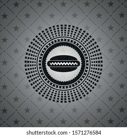 hot dog icon inside black emblem. Vintage.