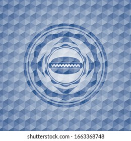icono de hot dog dentro de la placa hexagonal azul.