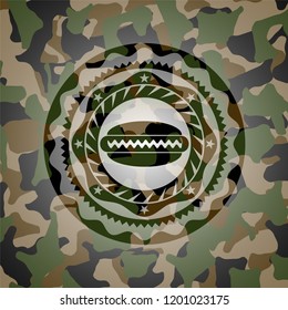 hot dog icon inside camouflaged emblem
