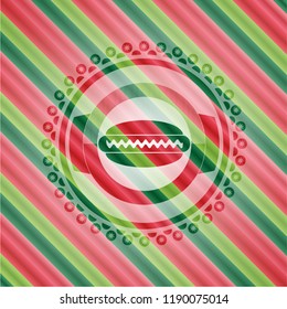 hot dog icon inside christmas emblem background.