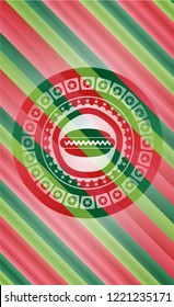 hot dog icon inside christmas badge background.