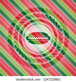 hot dog icon inside christmas emblem.