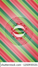 hot dog icon inside christmas colors emblem.