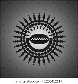 hot dog icon inside dark badge or emblem