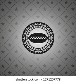 hot dog icon inside dark emblem