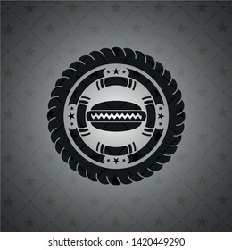 hot dog icon inside dark badge or emblem
