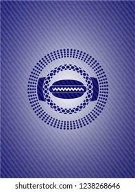 hot dog icon inside denim background