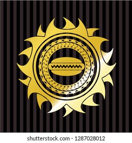 hot dog icon inside gold emblem