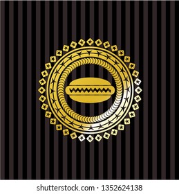 hot dog icon inside gold shiny emblem