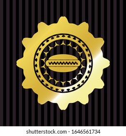 hot dog icon inside gold emblem