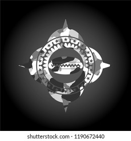 hot dog icon inside grey camouflage texture