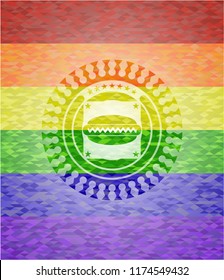 hot dog icon inside lgbt colors emblem 