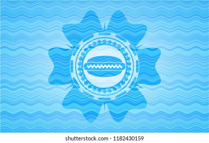 hot dog icon inside light blue water emblem.