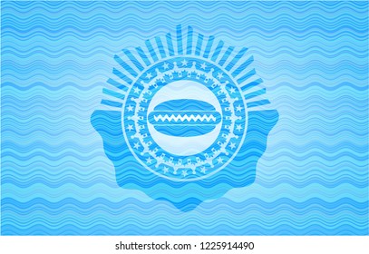 hot dog icon inside light blue water badge.