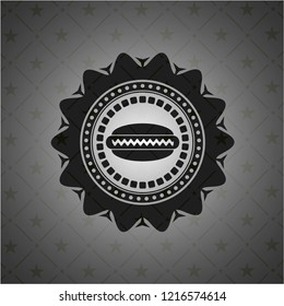 hot dog icon inside realistic dark emblem