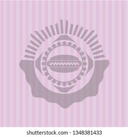 hot dog icon inside realistic pink emblem