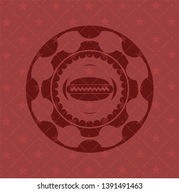 hot dog icon inside realistic red emblem