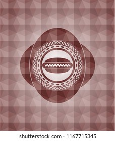 hot dog icon inside red seamless geometric badge.
