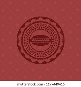 hot dog icon inside red emblem. Retro