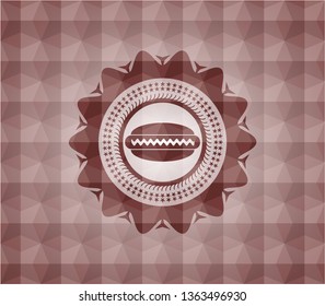 hot dog icon inside red seamless badge with geometric background.