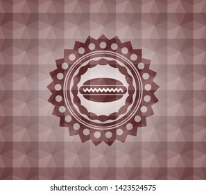 hot dog icon inside red seamless badge with geometric pattern.