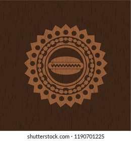 hot dog icon inside retro style wood emblem