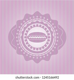 hot dog icon inside retro style pink emblem