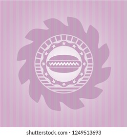 hot dog icon inside retro style pink emblem