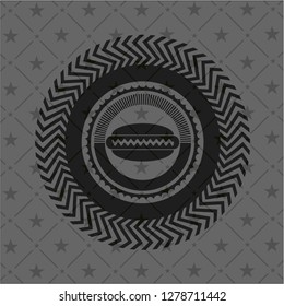 hot dog icon inside retro style black emblem