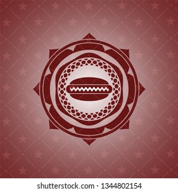 hot dog icon inside retro red emblem