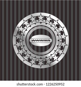 hot dog icon inside silver badge or emblem
