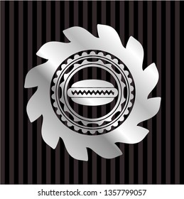 hot dog icon inside silver badge