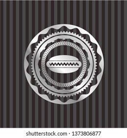 hot dog icon inside silver badge or emblem