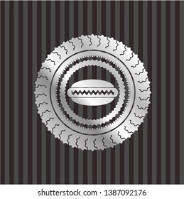 hot dog icon inside silver shiny emblem