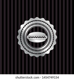hot dog icon inside silver shiny emblem