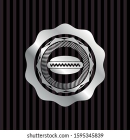 hot dog icon inside silver badge