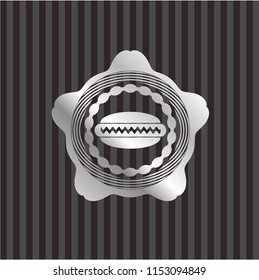 hot dog icon inside silvery shiny badge