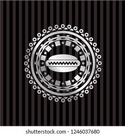 hot dog icon inside silvery badge