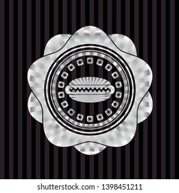 hot dog icon inside silvery badge