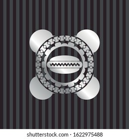 hot dog icon inside silvery shiny badge