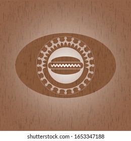 hot dog icon inside vintage wood emblem